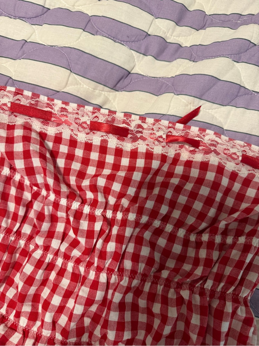 Handmade Red Gingham Ruffle 2 Piece Set 🍓🎀 S - Picture 9 of 11
